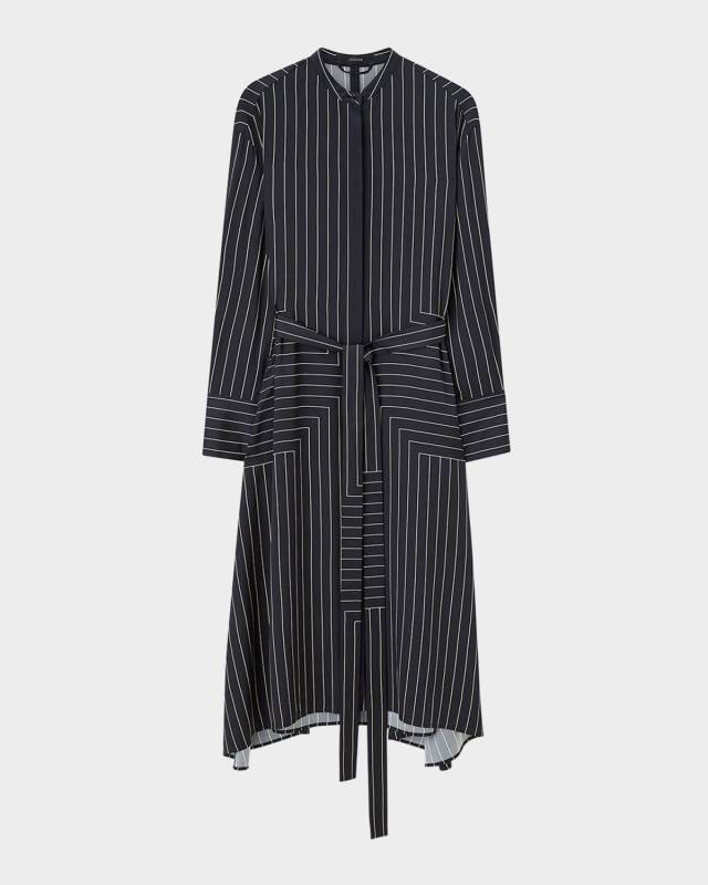 Orlana Striped Tie-Waist Midi Shirtdress